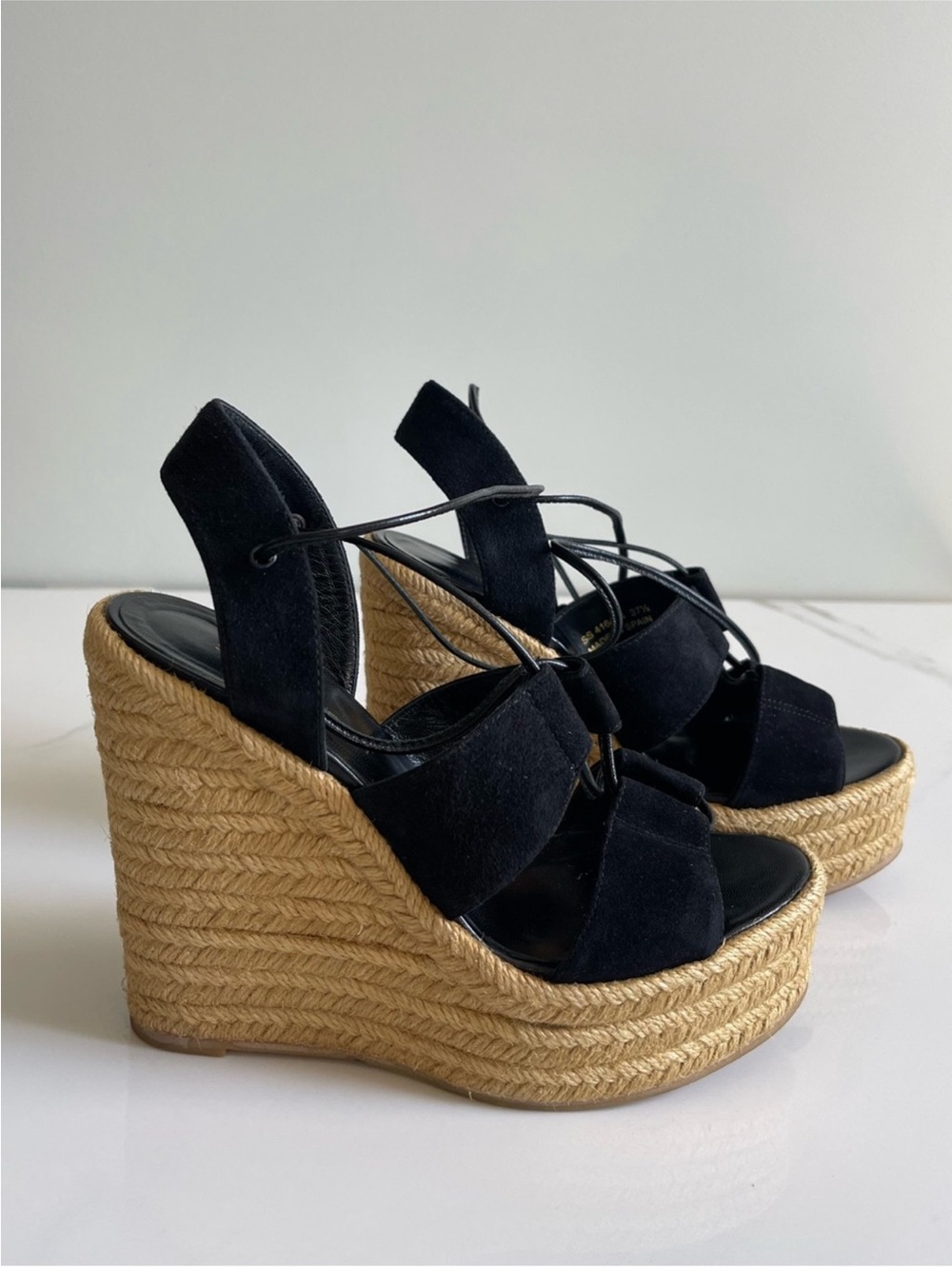 AUTHENTIC YSL BLACK ESPADRILLE WEDGES - Picture 5 of 11